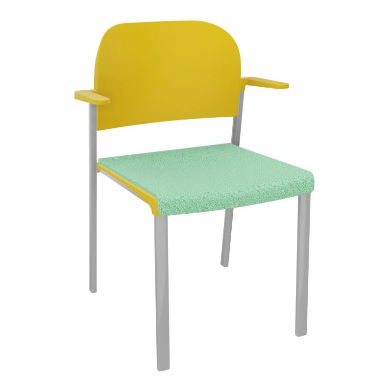 ROMY CHAISE 4P FIXES ASSISE TISSU DOSSIER POLYPRO AVEC ACCOUDOIRS E4 SB PW