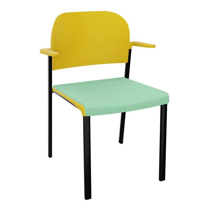 ROMY CHAISE 4P FIXES ASSISE TISSU DOSSIER POLYPRO AVEC ACCOUDOIRS E4 SG PW