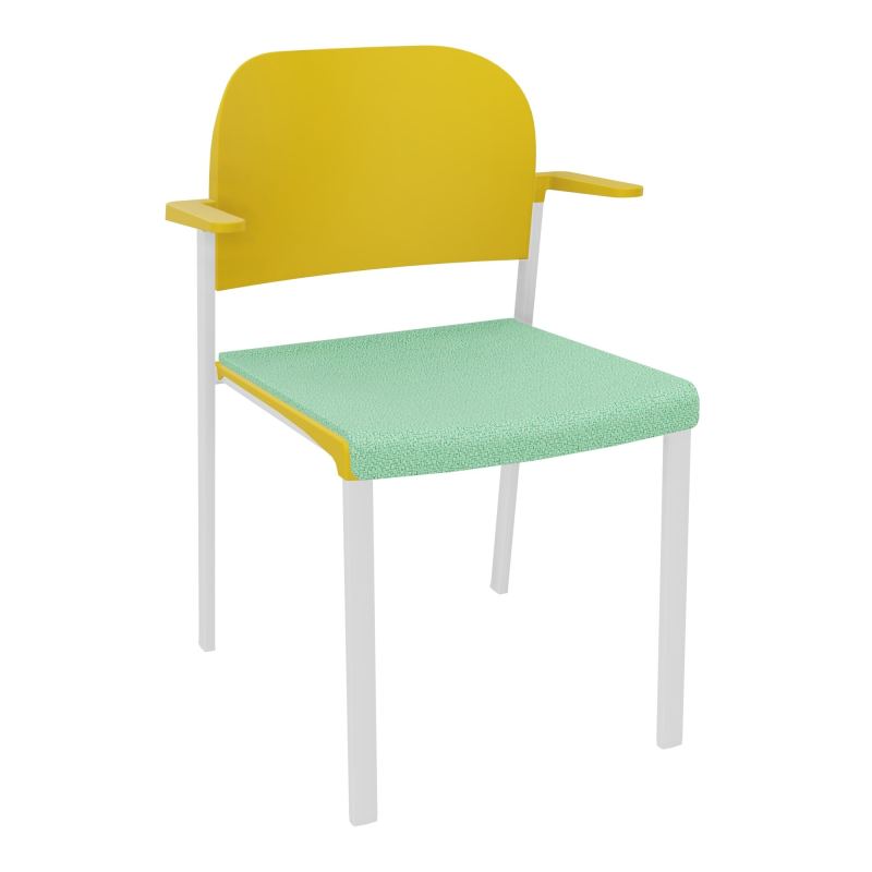 ROMY CHAISE 4P FIXES ASSISE TISSU DOSSIER POLYPRO AVEC ACCOUDOIRS E4 SP PW