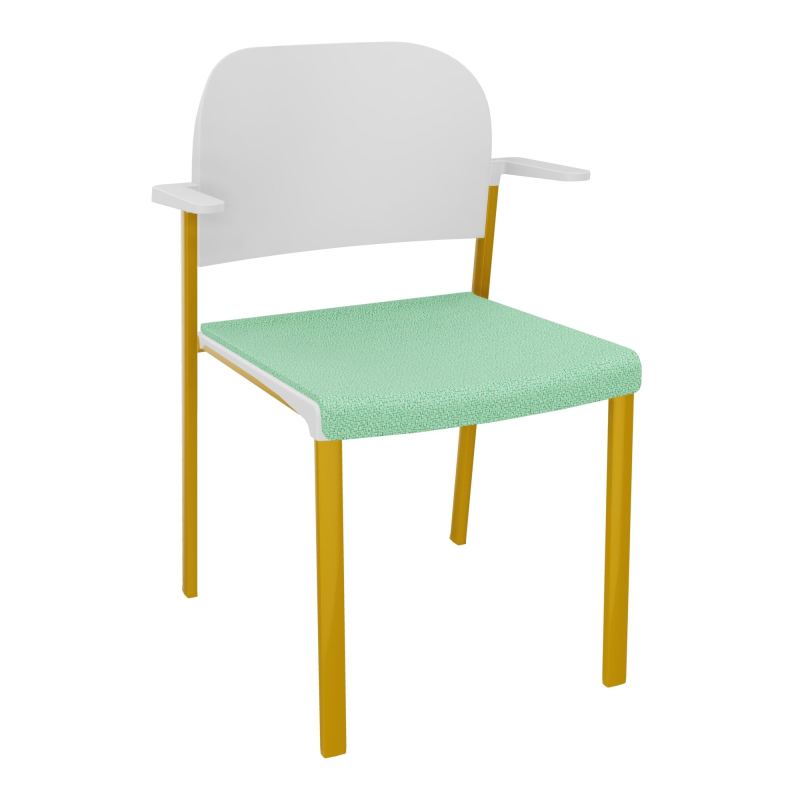 ROMY CHAISE 4P FIXES ASSISE TISSU DOSSIER POLYPRO AVEC ACCOUDOIRS E4 SX PT