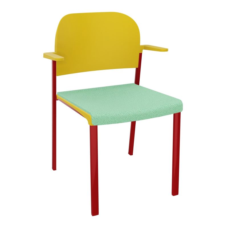 ROMY CHAISE 4P FIXES ASSISE TISSU DOSSIER POLYPRO AVEC ACCOUDOIRS E4 ZY PW
