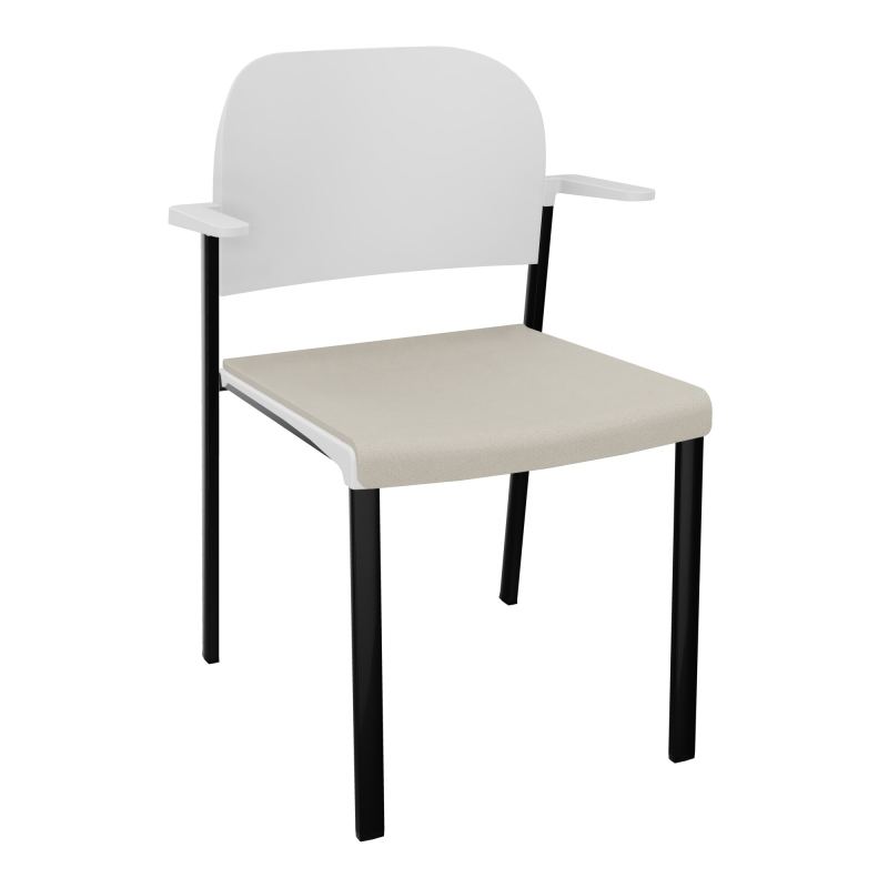 ROMY CHAISE 4P FIXES ASSISE TISSU DOSSIER POLYPRO AVEC ACCOUDOIRS E5 SG PT