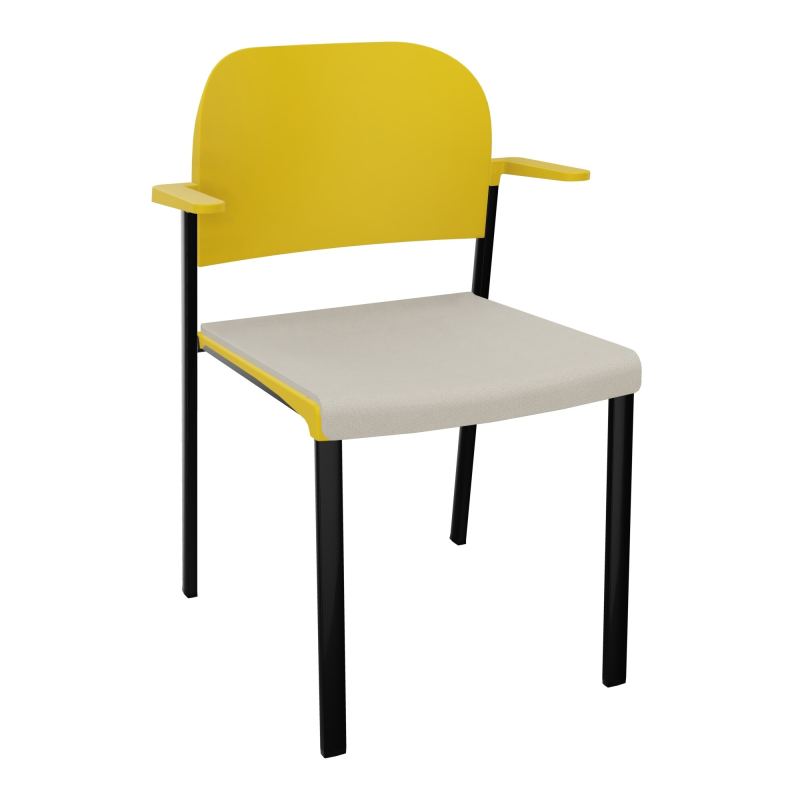 ROMY CHAISE 4P FIXES ASSISE TISSU DOSSIER POLYPRO AVEC ACCOUDOIRS E5 SG PW