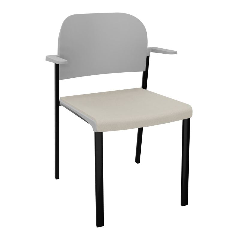 ROMY CHAISE 4P FIXES ASSISE TISSU DOSSIER POLYPRO AVEC ACCOUDOIRS E5 SG PX