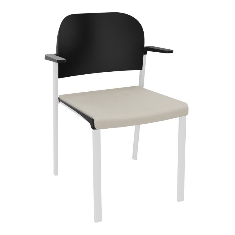 ROMY CHAISE 4P FIXES ASSISE TISSU DOSSIER POLYPRO AVEC ACCOUDOIRS E5 SP PU