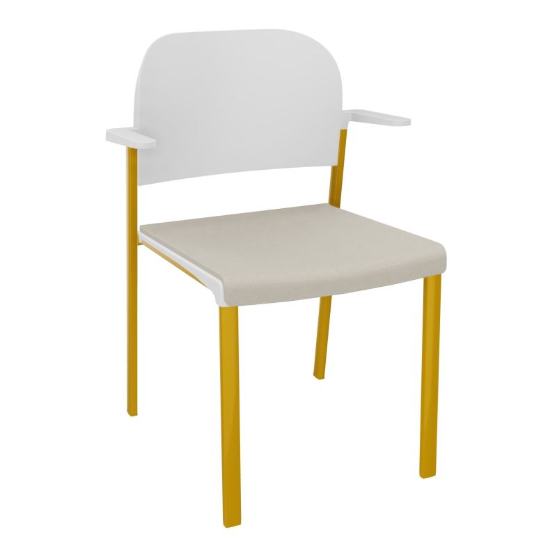 ROMY CHAISE 4P FIXES ASSISE TISSU DOSSIER POLYPRO AVEC ACCOUDOIRS E5 SX PT