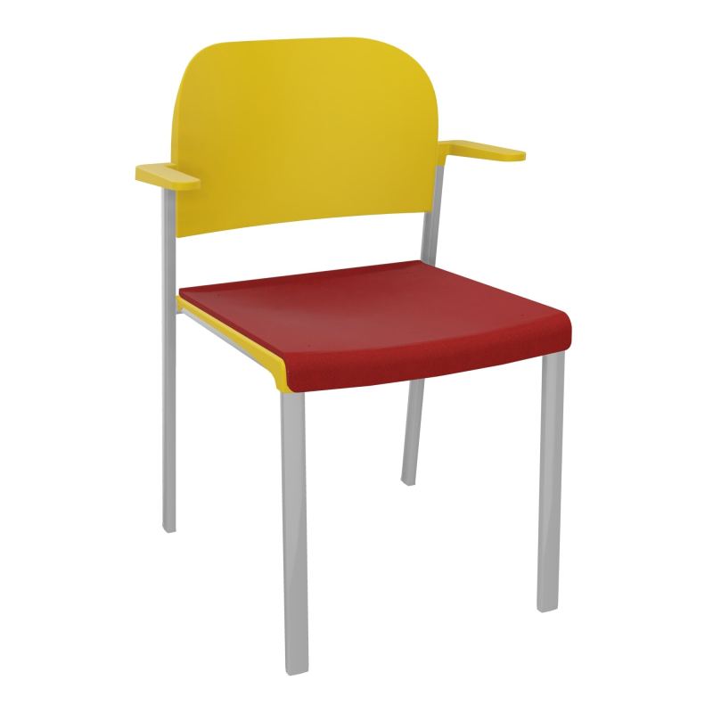 ROMY CHAISE 4P FIXES ASSISE TISSU DOSSIER POLYPRO AVEC ACCOUDOIRS E6 SB PW