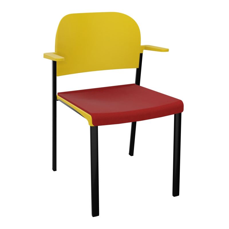 ROMY CHAISE 4P FIXES ASSISE TISSU DOSSIER POLYPRO AVEC ACCOUDOIRS E6 SG PW