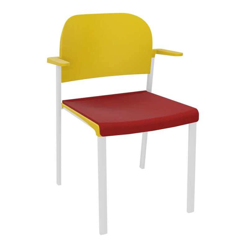 ROMY CHAISE 4P FIXES ASSISE TISSU DOSSIER POLYPRO AVEC ACCOUDOIRS E6 SP PW