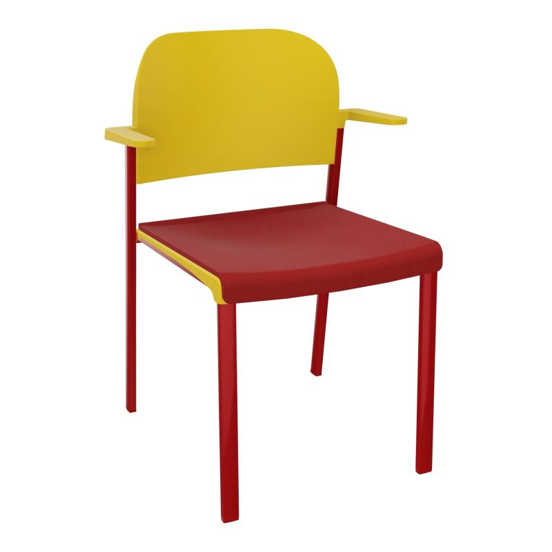 ROMY CHAISE 4P FIXES ASSISE TISSU DOSSIER POLYPRO AVEC ACCOUDOIRS E6 ZY PW