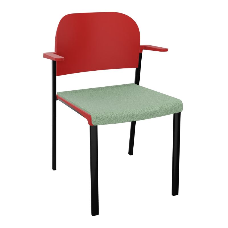 ROMY CHAISE 4P FIXES ASSISE TISSU DOSSIER POLYPRO AVEC ACCOUDOIRS E7 SG PZ