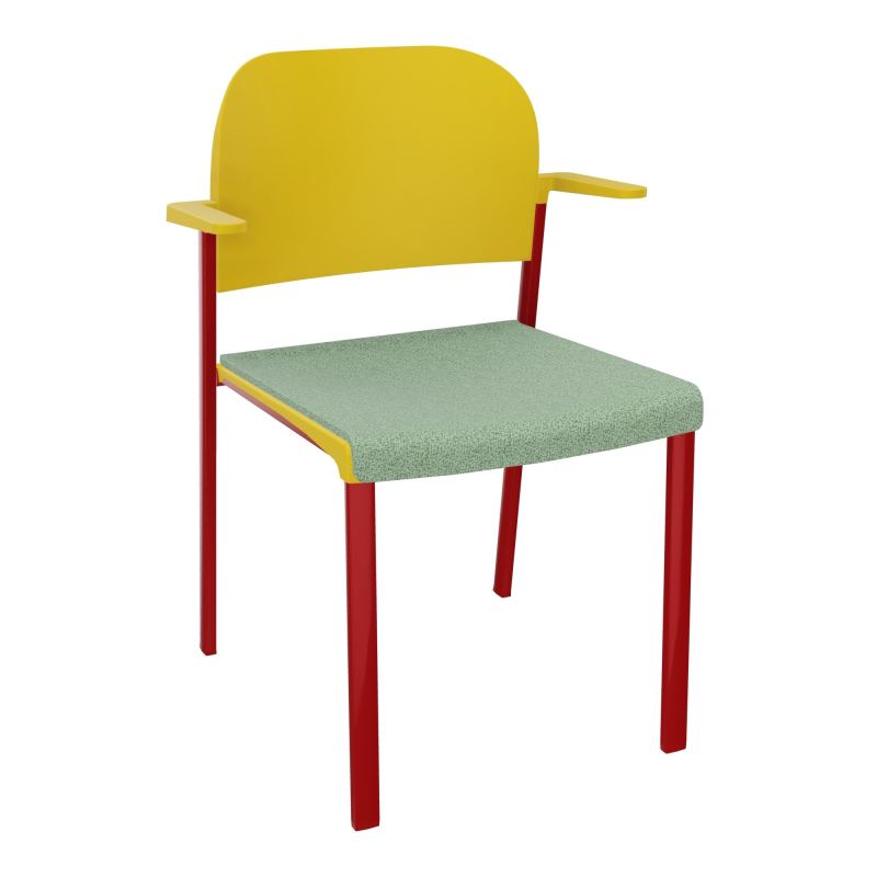 ROMY CHAISE 4P FIXES ASSISE TISSU DOSSIER POLYPRO AVEC ACCOUDOIRS E7 ZY PW