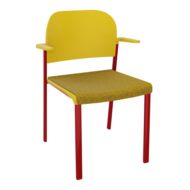 ROMY CHAISE 4P FIXES ASSISE TISSU DOSSIER POLYPRO AVEC ACCOUDOIRS E9 ZY PW