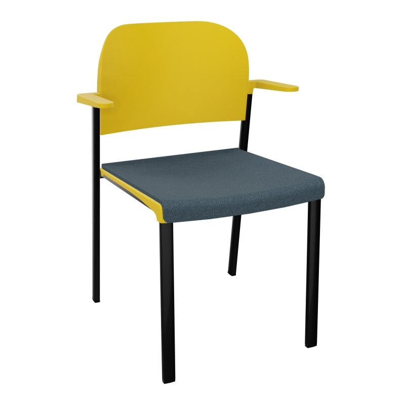 ROMY CHAISE 4P FIXES ASSISE TISSU DOSSIER POLYPRO AVEC ACCOUDOIRS  KA SG PW