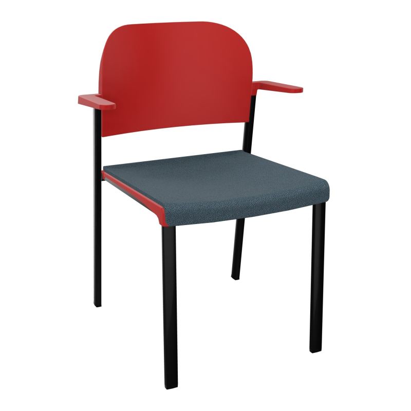 ROMY CHAISE 4P FIXES ASSISE TISSU DOSSIER POLYPRO AVEC ACCOUDOIRS  KA SG PZ