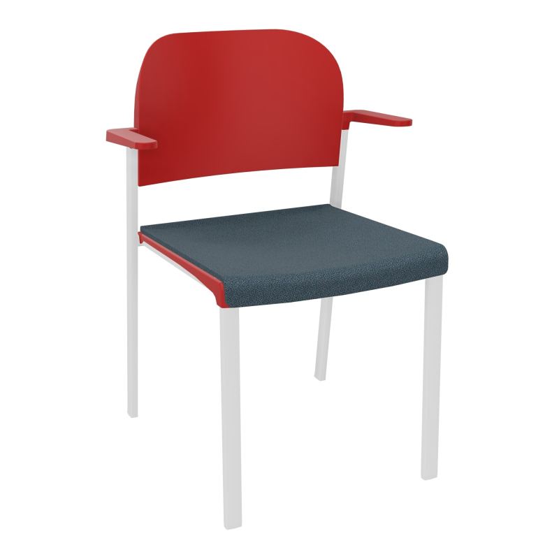 ROMY CHAISE 4P FIXES ASSISE TISSU DOSSIER POLYPRO AVEC ACCOUDOIRS  KA SP PZ