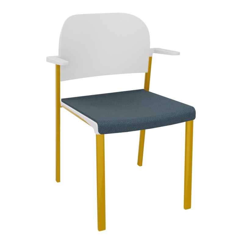 ROMY CHAISE 4P FIXES ASSISE TISSU DOSSIER POLYPRO AVEC ACCOUDOIRS  KA SX PT