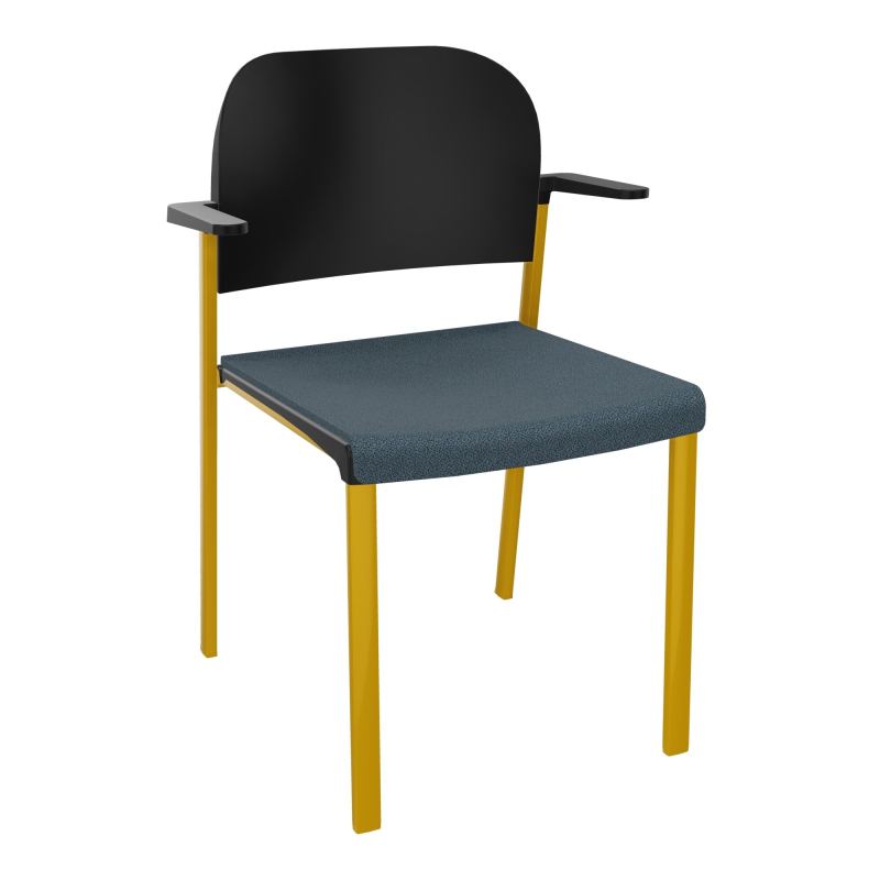 ROMY CHAISE 4P FIXES ASSISE TISSU DOSSIER POLYPRO AVEC ACCOUDOIRS  KA SX PU