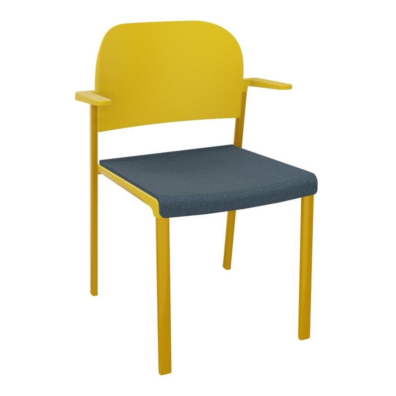 ROMY CHAISE 4P FIXES ASSISE TISSU DOSSIER POLYPRO AVEC ACCOUDOIRS  KA SX PW
