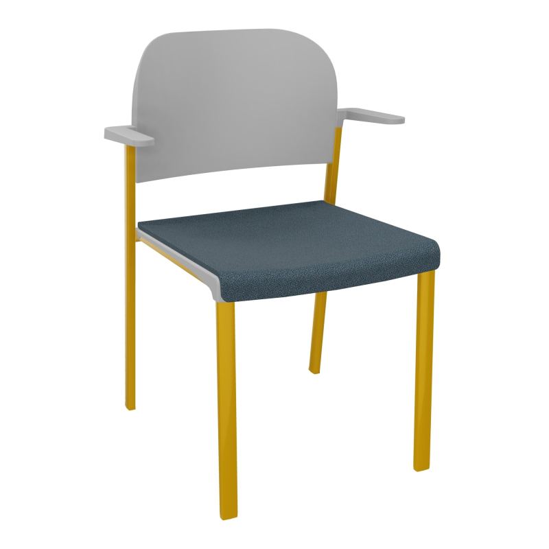 ROMY CHAISE 4P FIXES ASSISE TISSU DOSSIER POLYPRO AVEC ACCOUDOIRS  KA SX PX