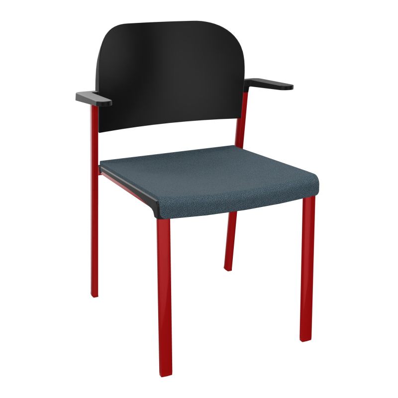 ROMY CHAISE 4P FIXES ASSISE TISSU DOSSIER POLYPRO AVEC ACCOUDOIRS  KA ZY PU