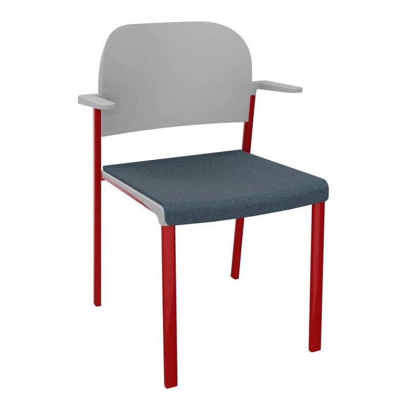 ROMY CHAISE 4P FIXES ASSISE TISSU DOSSIER POLYPRO AVEC ACCOUDOIRS  KA ZY PX