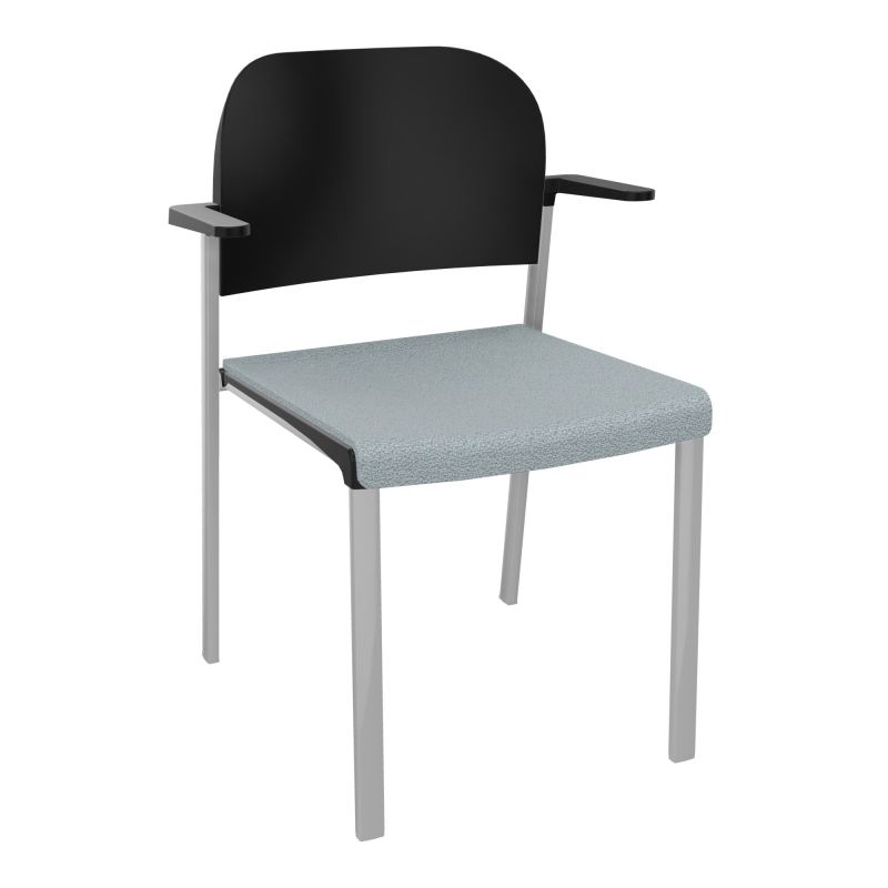 ROMY CHAISE 4P FIXES ASSISE TISSU DOSSIER POLYPRO AVEC ACCOUDOIRS  KD SB PU