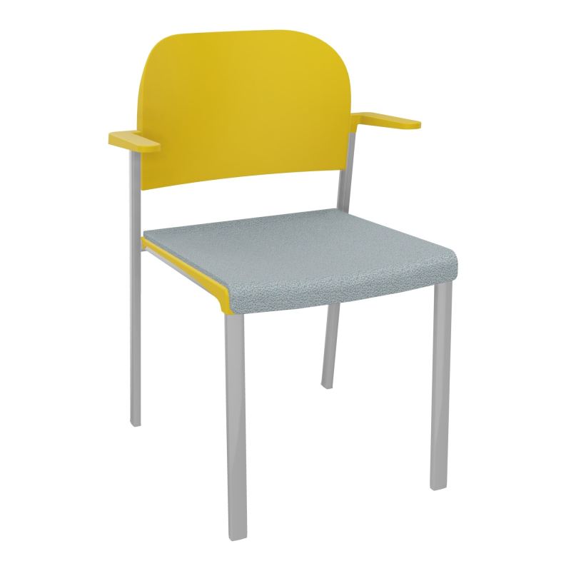 ROMY CHAISE 4P FIXES ASSISE TISSU DOSSIER POLYPRO AVEC ACCOUDOIRS  KD SB PW
