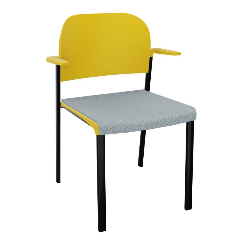 ROMY CHAISE 4P FIXES ASSISE TISSU DOSSIER POLYPRO AVEC ACCOUDOIRS  KD SG PW