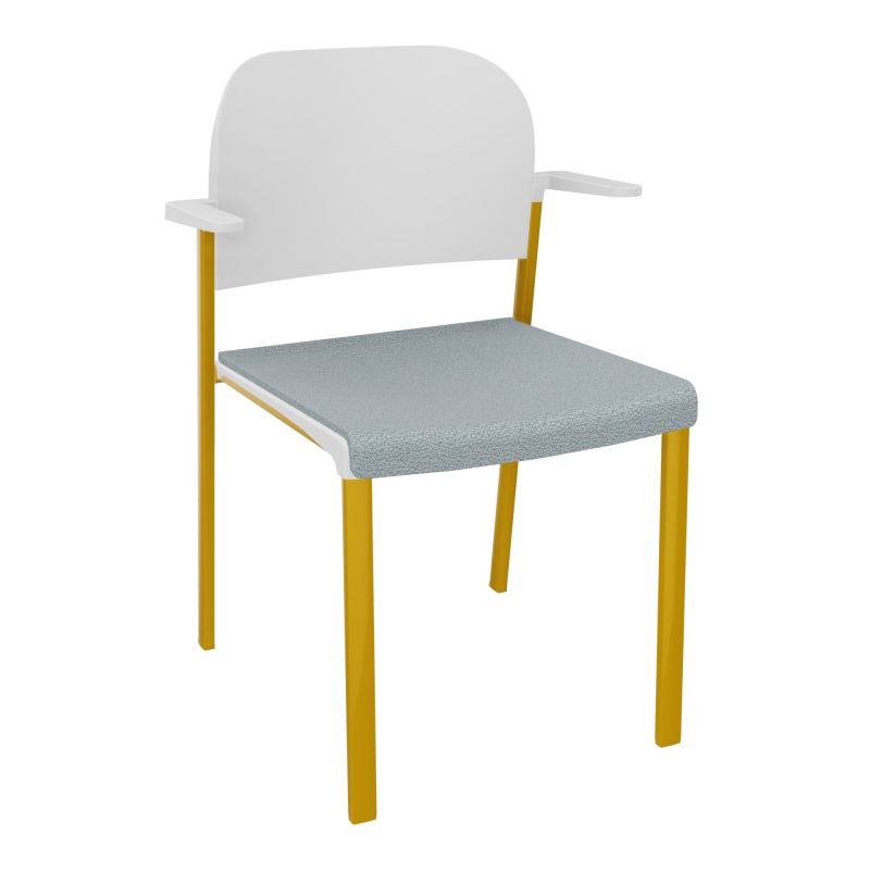 ROMY CHAISE 4P FIXES ASSISE TISSU DOSSIER POLYPRO AVEC ACCOUDOIRS  KD SX PT
