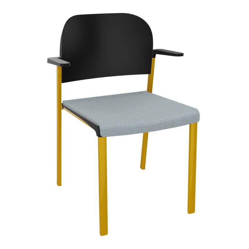 ROMY CHAISE 4P FIXES ASSISE TISSU DOSSIER POLYPRO AVEC ACCOUDOIRS  KD SX PU