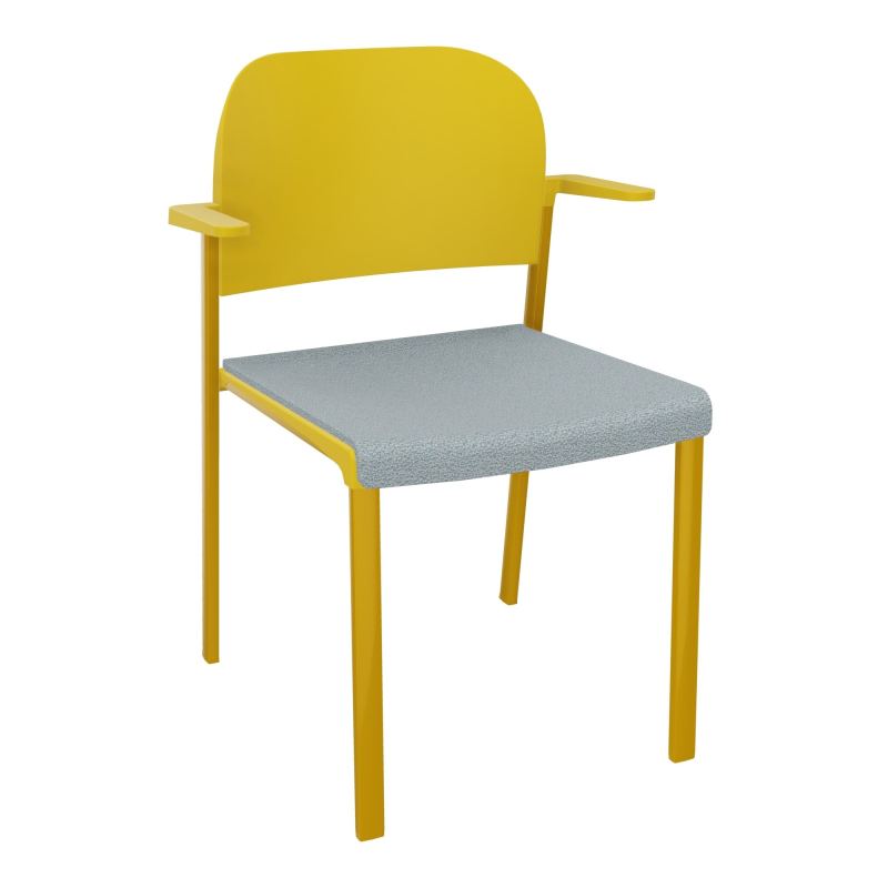 ROMY CHAISE 4P FIXES ASSISE TISSU DOSSIER POLYPRO AVEC ACCOUDOIRS  KD SX PW