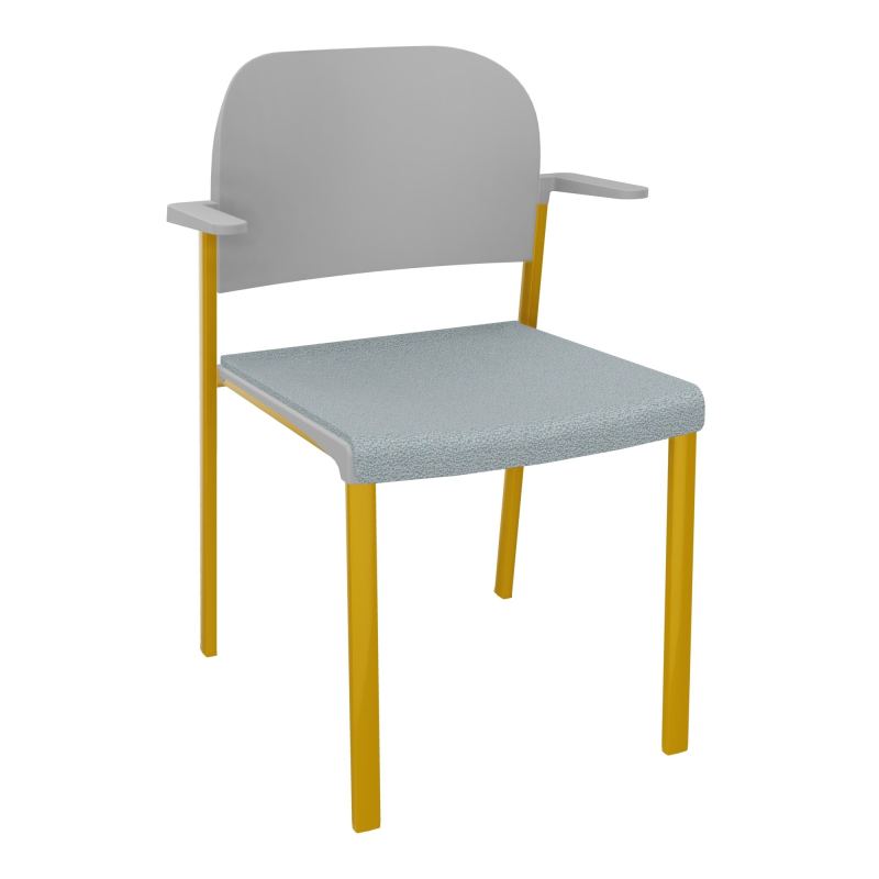 ROMY CHAISE 4P FIXES ASSISE TISSU DOSSIER POLYPRO AVEC ACCOUDOIRS  KD SX PX