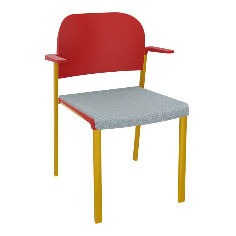 ROMY CHAISE 4P FIXES ASSISE TISSU DOSSIER POLYPRO AVEC ACCOUDOIRS  KD SX PZ