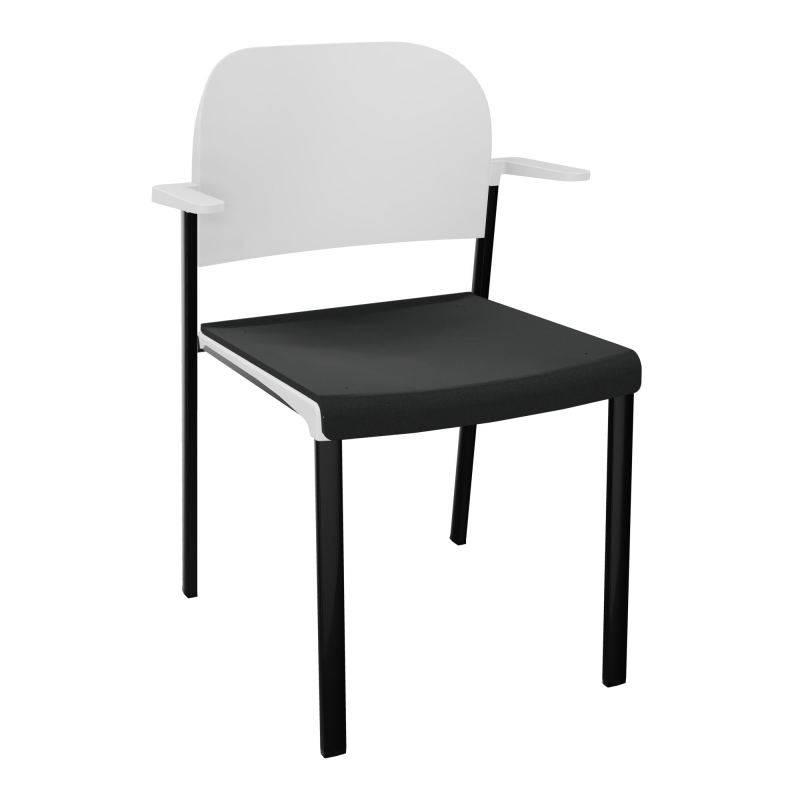 ROMY CHAISE 4P FIXES ASSISE TISSU DOSSIER POLYPRO AVEC ACCOUDOIRS  KE SG PT