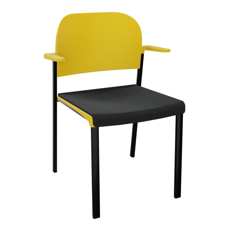 ROMY CHAISE 4P FIXES ASSISE TISSU DOSSIER POLYPRO AVEC ACCOUDOIRS  KE SG PW