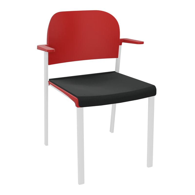 ROMY CHAISE 4P FIXES ASSISE TISSU DOSSIER POLYPRO AVEC ACCOUDOIRS  KE SP PZ