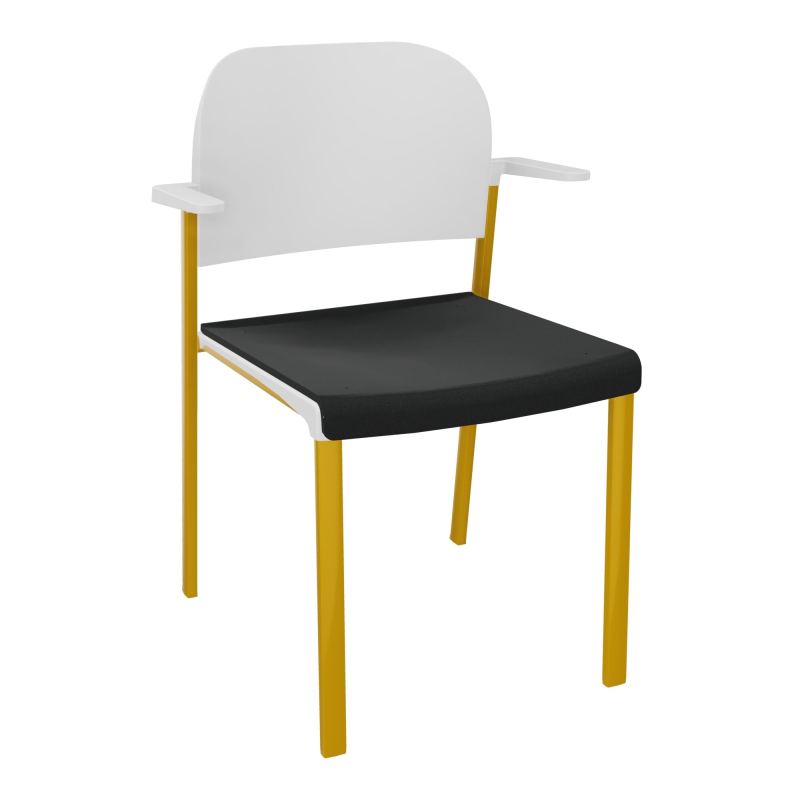 ROMY CHAISE 4P FIXES ASSISE TISSU DOSSIER POLYPRO AVEC ACCOUDOIRS  KE SX PT