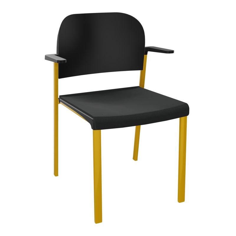 ROMY CHAISE 4P FIXES ASSISE TISSU DOSSIER POLYPRO AVEC ACCOUDOIRS  KE SX PU