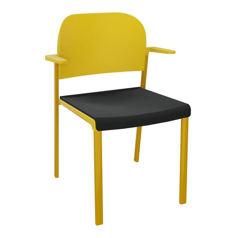 ROMY CHAISE 4P FIXES ASSISE TISSU DOSSIER POLYPRO AVEC ACCOUDOIRS  KE SX PW