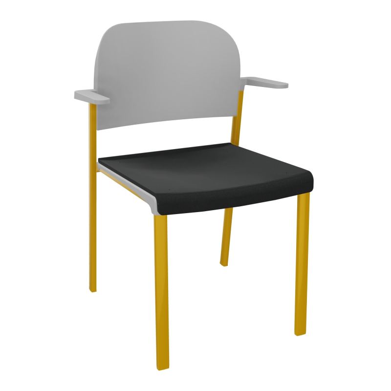 ROMY CHAISE 4P FIXES ASSISE TISSU DOSSIER POLYPRO AVEC ACCOUDOIRS  KE SX PX