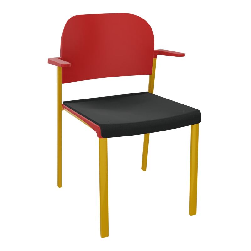 ROMY CHAISE 4P FIXES ASSISE TISSU DOSSIER POLYPRO AVEC ACCOUDOIRS  KE SX PZ