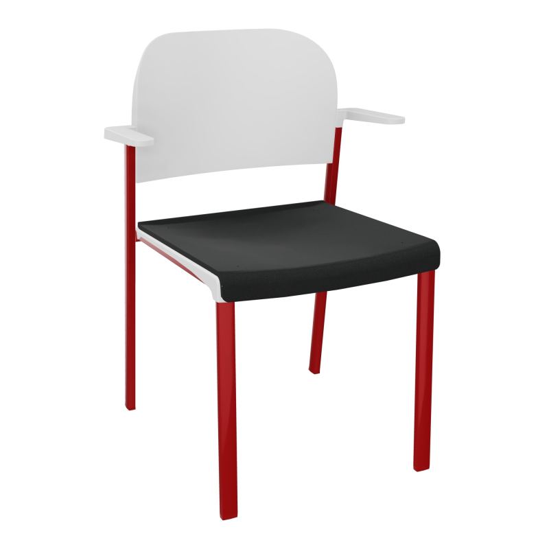 ROMY CHAISE 4P FIXES ASSISE TISSU DOSSIER POLYPRO AVEC ACCOUDOIRS  KE ZY PT