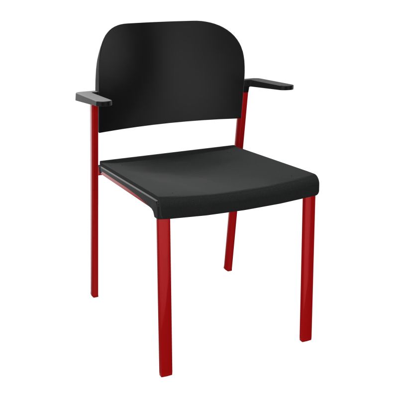 ROMY CHAISE 4P FIXES ASSISE TISSU DOSSIER POLYPRO AVEC ACCOUDOIRS  KE ZY PU
