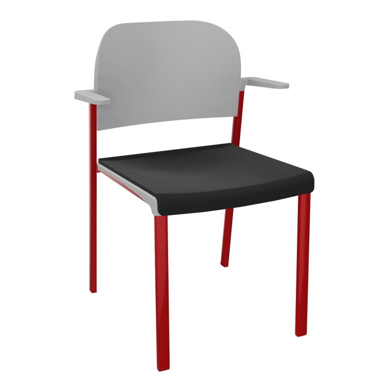 ROMY CHAISE 4P FIXES ASSISE TISSU DOSSIER POLYPRO AVEC ACCOUDOIRS  KE ZY PX