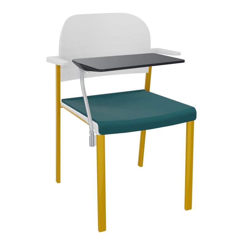ROMY CHAISE 4P FIXES ASSISE TISSU DOSSIER POLYPRO AVEC ACCOUDOIRS+TABLETTE NOIRE  A4 SX P