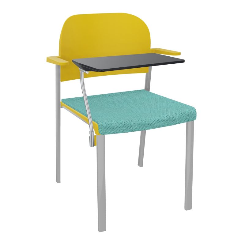 ROMY CHAISE 4P FIXES ASSISE TISSU DOSSIER POLYPRO AVEC ACCOUDOIRS+TABLETTE NOIRE BG SB PW