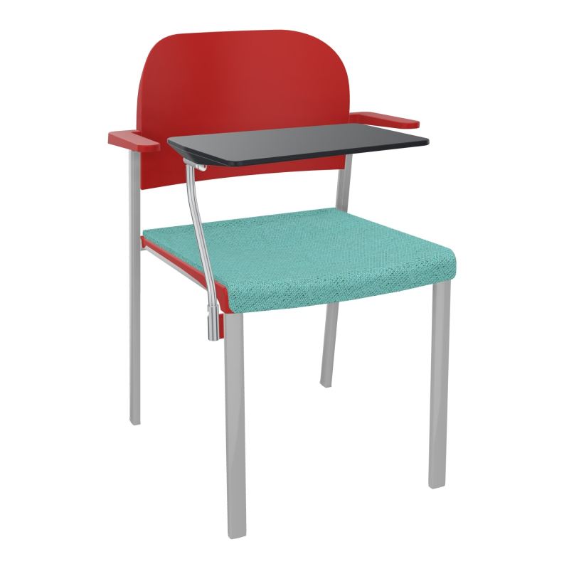 ROMY CHAISE 4P FIXES ASSISE TISSU DOSSIER POLYPRO AVEC ACCOUDOIRS+TABLETTE NOIRE BG SB PZ