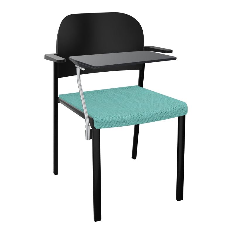 ROMY CHAISE 4P FIXES ASSISE TISSU DOSSIER POLYPRO AVEC ACCOUDOIRS+TABLETTE NOIRE BG SG PU