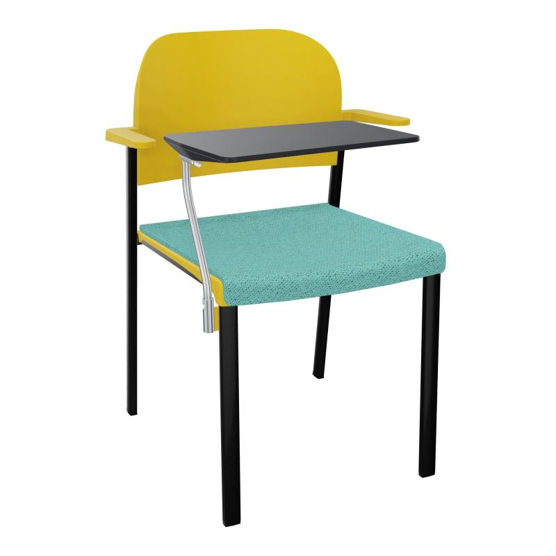 ROMY CHAISE 4P FIXES ASSISE TISSU DOSSIER POLYPRO AVEC ACCOUDOIRS+TABLETTE NOIRE BG SG PW